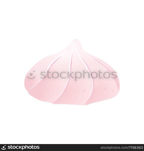 One White and pink marshmallow isolated on white background. Vector illustration. Confection, sweets. For decoration, food, blog, web, print label tag. One White and pink marshmallow isolated on white background. Vector illustration. Confection