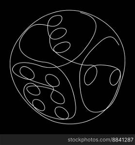 One white continuous line drawing of dice. Thin Line Illustration vector concept on black background. Contour Drawing Creative ideas.