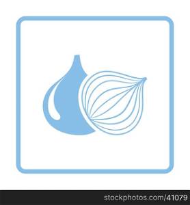 Onion icon. Blue frame design. Vector illustration.
