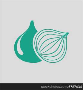 Onion icon. Gray background with green. Vector illustration.