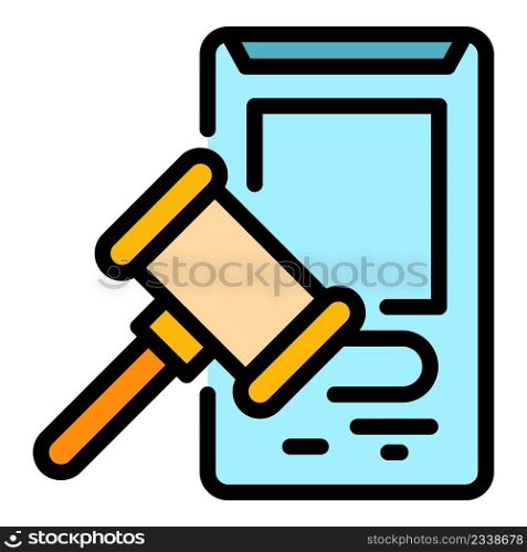 Online auction icon. Outline online auction vector icon color flat isolated. Online auction icon color outline vector