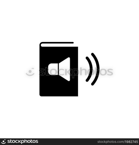 Online Audio Book. Flat Vector Icon. Simple black symbol on white background. Online Audio Book Flat Vector Icon