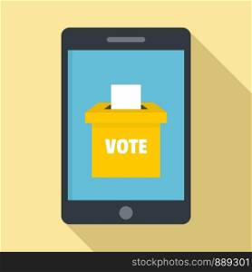 Online ballot box icon. Flat illustration of online ballot box vector icon for web design. Online ballot box icon, flat style