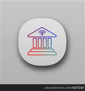 Online banking app icon. Account balance. E-payment. Bank building. UI/UX user interface. Web or mobile application. Vector isolated illustration. Online banking app icon