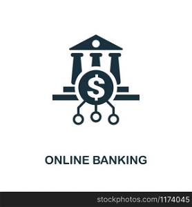 Online Banking icon. Monochrome style design from fintech collection. UX and UI. Pixel perfect online banking icon. For web design, apps, software, printing usage.. Online Banking icon. Monochrome style design from fintech icon collection. UI and UX. Pixel perfect online banking icon. For web design, apps, software, print usage.