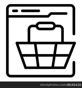 Online basket shop icon outline vector. Media digital. Seo market. Online basket shop icon outline vector. Media digital