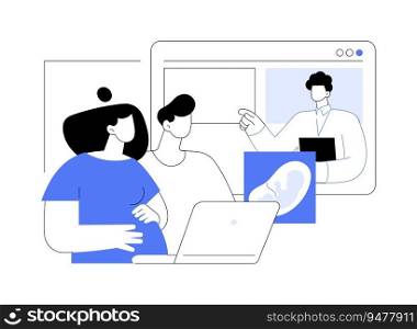 Online birth classes abstract concept vector illustration. Future parents taking online pregnancy special classes, modern technology and education, parenting lessons abstract metaphor.. Online birth classes abstract concept vector illustration.