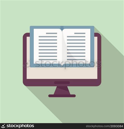 Online book icon flat vector. Phone mobile app. Pc internet exam. Online book icon flat vector. Phone mobile app