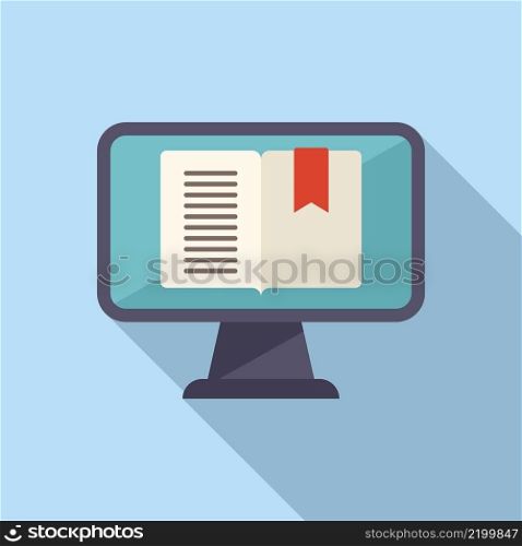 Online book icon flat vector. Web course. Student distance. Online book icon flat vector. Web course