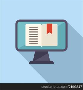 Online book icon flat vector. Web course. Student distance. Online book icon flat vector. Web course