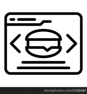 Online burger order icon outline vector. Menu service. Lunch food. Online burger order icon outline vector. Menu service
