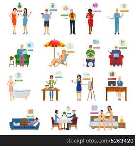 Online Buying Desires Set. Online shopping internet buying market e-commerce character people m-commerce collection of isolated human images vector illustration