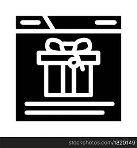 online buying gift glyph icon vector. online buying gift sign. isolated contour symbol black illustration. online buying gift glyph icon vector illustration