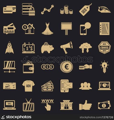 Online buying icons set. Simple style of 36 online buying vector icons for web for any design. Online buying icons set, simple style