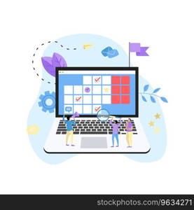 Online calendar with marks tasks and notes Vector Image