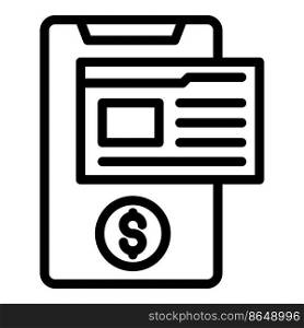 Online cash icon outline vector. Report resume. Delivery check. Online cash icon outline vector. Report resume