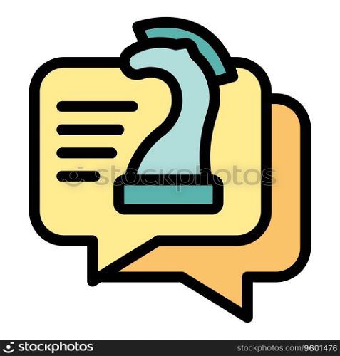 Online chess chat icon outline vector. Game board. Bet story color flat. Online chess chat icon vector flat