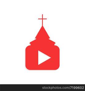 Online church service vector isolated icon. Religious logo of video worship and pray isolated on white background.