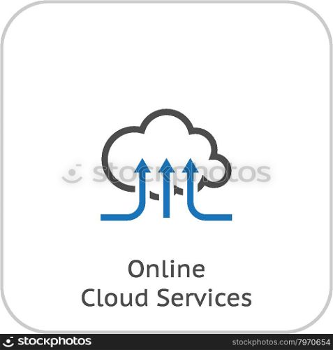 Online Cloud Services. Flat Design Icon.