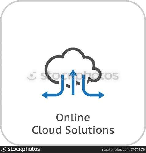 Online Cloud Solutions. Flat Design Icon.