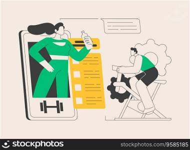 Online coach abstract concept vector illustration. Mobile training program, remote learning, video app, certification, become a professional coach, individual learning plan abstract metaphor.. Online coach abstract concept vector illustration.