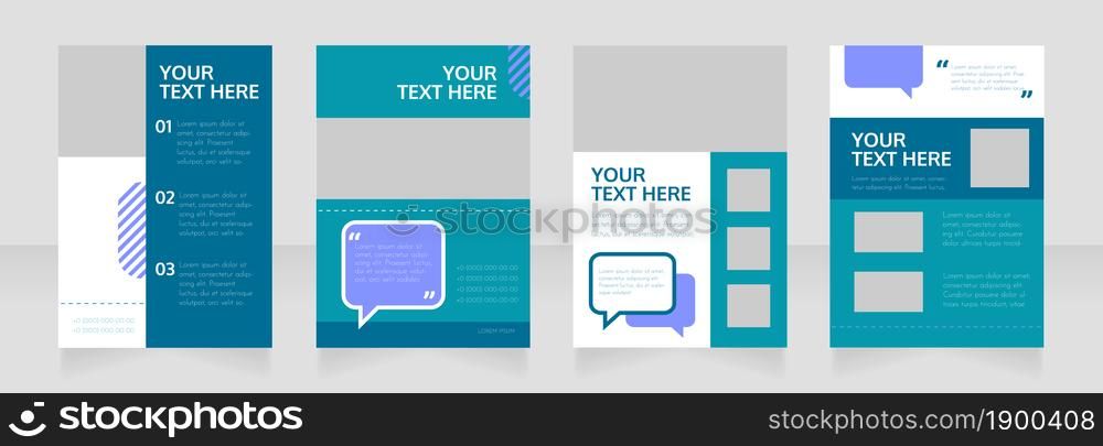 Online communication blank brochure layout design. Service info. Vertical poster template set with empty copy space for text. Premade corporate reports collection. Editable flyer paper pages. Online communication blank brochure layout design