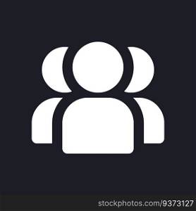 Online community dark mode glyph ui icon. Social media invitation. User interface design. White silhouette symbol on black space. Solid pictogram for web, mobile. Vector isolated illustration. Online community dark mode glyph ui icon