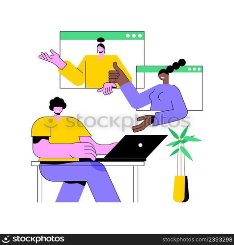 Online conference abstract concept vector illustration. Online business conference, meeting and negotiations, partners agreement, internet event platform, digital meetup abstract metaphor.. Online conference abstract concept vector illustration.