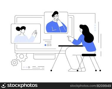 Online conference abstract concept vector illustration. Online business conference, meeting and negotiations, partners agreement, internet event platform, digital meetup abstract metaphor.. Online conference abstract concept vector illustration.