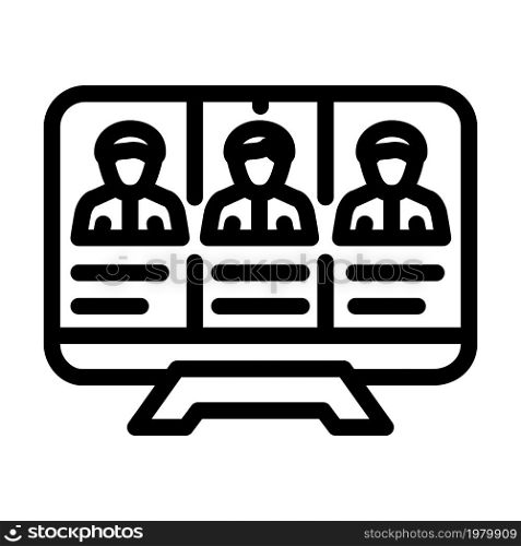 online conference business manager and client line icon vector. online conference business manager and client sign. isolated contour symbol black illustration. online conference business manager and client line icon vector illustration