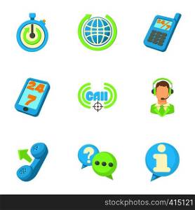 Online consultation icons set. Cartoon illustration of 9 online consultation vector icons for web. Online consultation icons set, cartoon style