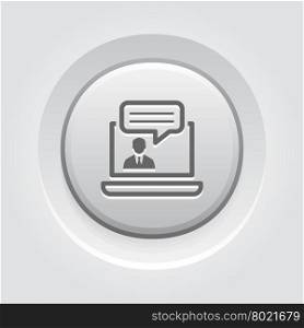 Online Consulting Icon. Business Concept. Online Consulting Icon. Business Concept. Grey Button Design