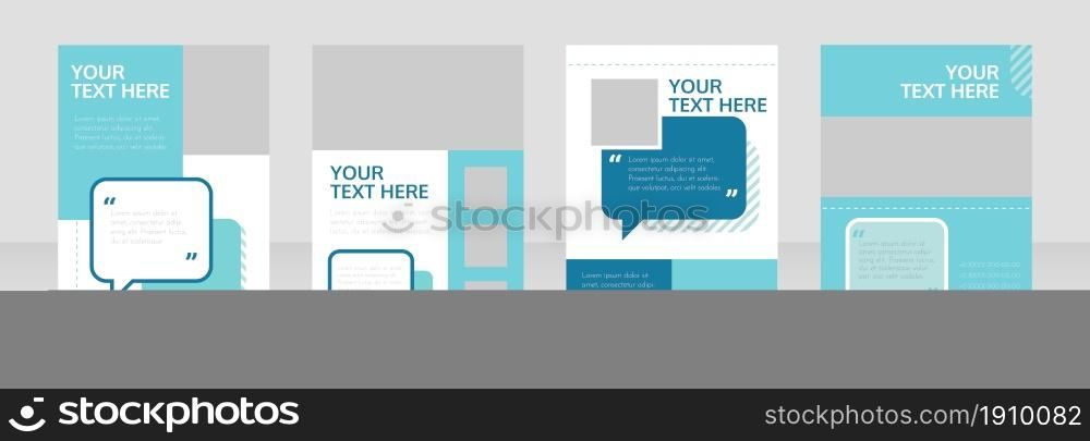 Online consumer support blank brochure layout design. Project info. Vertical poster template set with empty copy space for text. Premade corporate reports collection. Editable flyer paper pages. Online consumer support blank brochure layout design