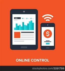 online control. Abstract vector illustration of online control flat design concept.