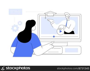Online courses abstract concept vector illustration. Free online courses, certificate diploma, business school, digital education, elearning, watching webinar, training courses abstract metaphor.. Online courses abstract concept vector illustration.