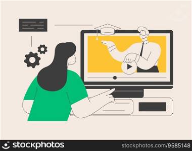 Online courses abstract concept vector illustration. Free online courses, certificate diploma, business school, digital education, elearning, watching webinar, training courses abstract metaphor.. Online courses abstract concept vector illustration.