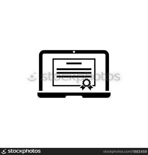 Online Courses Diploma, Distance Global Education. Flat Vector Icon illustration. Simple black symbol on white background. Online Courses Diploma sign design template for web and mobile UI element. Online courses, distance education, global education flat illustration concepts set. Flat design graphics for web sites, web banners, printed materials, templates, infographics. Vector illustrations