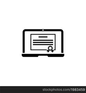 Online Courses Diploma, Distance Global Education. Flat Vector Icon illustration. Simple black symbol on white background. Online Courses Diploma sign design template for web and mobile UI element. Online courses, distance education, global education flat illustration concepts set. Flat design graphics for web sites, web banners, printed materials, templates, infographics. Vector illustrations