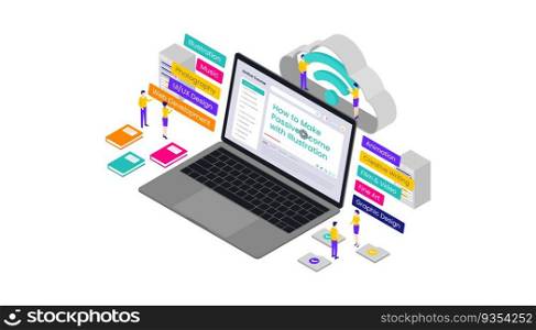 Online Courses Isometric 3d Vector Illustration, Suitable For Web Banners, Diagrams, Infographics, Book Illustration, Game Asset, and Other Graphic Assets