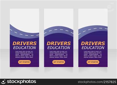Online courses of driving web banner design template. Vector flyer with text space. Advertising placard with customized copyspace. Printable poster for advertising. Verdana, Tahoma fonts used. Online courses of driving web banner design template