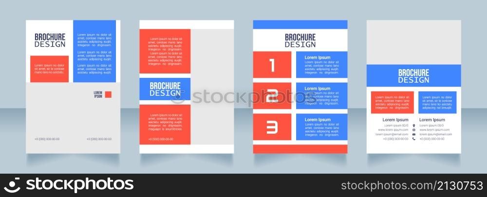 Online courses promo blank brochure design. Template set with copy space for text. Premade corporate reports collection. Editable 4 paper pages. Bebas Neue, Lucida Console, Roboto Light fonts used. Online courses promo blank brochure design
