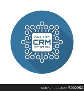 Online CRM System Icon. Flat Design.. Online CRM System Icon. Business and Finance. Isolated Illustration.