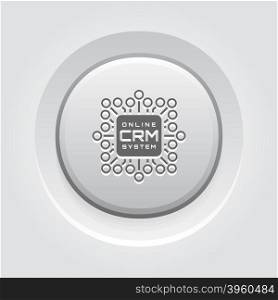 Online CRM System Icon. Online CRM System Icon. Business and Finance. Grey Button Design
