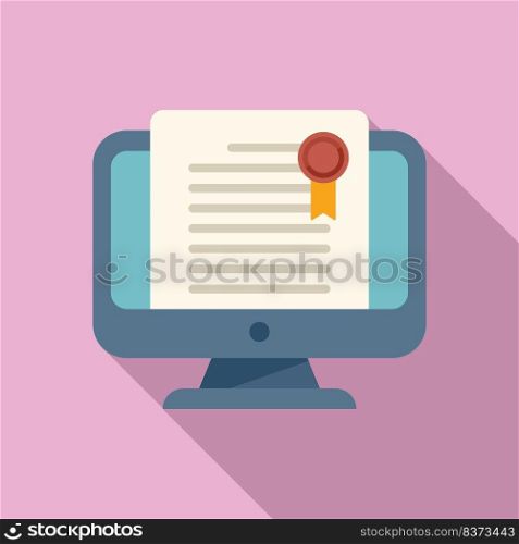 Online degree icon flat vector. Education diploma. Study college. Online degree icon flat vector. Education diploma