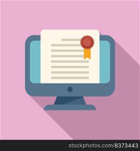 Online degree icon flat vector. Education diploma. Study college. Online degree icon flat vector. Education diploma