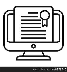 Online degree icon outline vector. Education diploma. Study college. Online degree icon outline vector. Education diploma