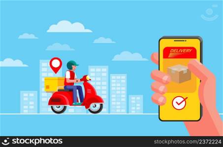 Online delivery service concept, scooter