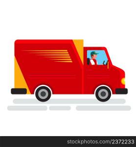 Online delivery service concept, Warehouse, truck