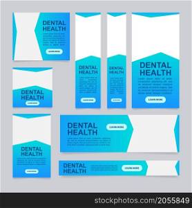 Online dentistry course web banner design template. Vector flyer with text space. Advertising placard with customized copyspace. Promotional printable poster for advertising. Graphic layout. Online dentistry course web banner design template