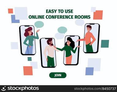 Online dialogue. Concept illustration of chatting persons friends talking connecting people social network opponents garish vector flat pictures background. Online chat and chatting smartphone. Online dialogue. Concept illustration of chatting persons friends talking connecting people social network opponents garish vector flat pictures background
